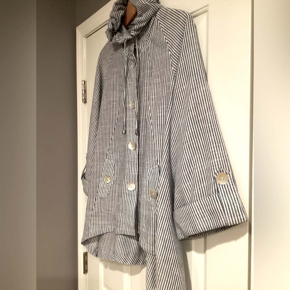 Sigrid Olsen Gray Striped Utility Jacket - Picture 3 of 11